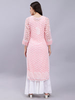 Load image into Gallery viewer, Seva Chikan Hand Embroidered Georgette Lucknowi Chikan Kurta With Slip