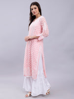 Load image into Gallery viewer, Seva Chikan Hand Embroidered Georgette Lucknowi Chikan Kurta With Slip