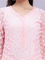 Load image into Gallery viewer, Seva Chikan Hand Embroidered Georgette Lucknowi Chikan Kurta With Slip