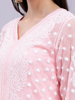Load image into Gallery viewer, Seva Chikan Hand Embroidered Georgette Lucknowi Chikan Kurta With Slip