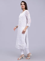 Load image into Gallery viewer, Seva Chikan Hand Embroidered Georgette Lucknowi Chikan Kurta With Slip