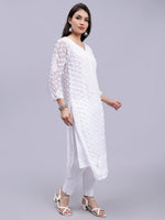 Load image into Gallery viewer, Seva Chikan Hand Embroidered Georgette Lucknowi Chikan Kurta With Slip