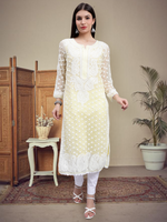 Load image into Gallery viewer, Seva Chikan Hand Embroidered Georgette Lucknowi Chikan Kurta With Slip