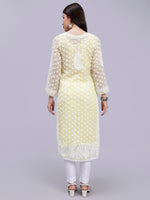 Load image into Gallery viewer, Seva Chikan Hand Embroidered Georgette Lucknowi Chikan Kurta With Slip