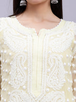 Load image into Gallery viewer, Seva Chikan Hand Embroidered Georgette Lucknowi Chikan Kurta With Slip