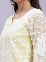 Load image into Gallery viewer, Seva Chikan Hand Embroidered Georgette Lucknowi Chikan Kurta With Slip