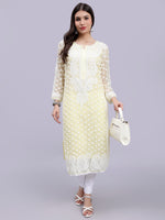 Load image into Gallery viewer, Seva Chikan Hand Embroidered Georgette Lucknowi Chikan Kurta With Slip