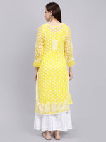 Load image into Gallery viewer, Seva Chikan Hand Embroidered Georgette Lucknowi Chikan Kurta With Slip