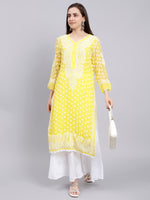 Load image into Gallery viewer, Seva Chikan Hand Embroidered Georgette Lucknowi Chikan Kurta With Slip
