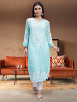 Load image into Gallery viewer, Seva Chikan Hand Embroidered Georgette Lucknowi Chikan Kurta With Slip