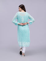 Load image into Gallery viewer, Seva Chikan Hand Embroidered Georgette Lucknowi Chikan Kurta With Slip