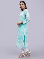 Load image into Gallery viewer, Seva Chikan Hand Embroidered Georgette Lucknowi Chikan Kurta With Slip