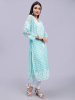Load image into Gallery viewer, Seva Chikan Hand Embroidered Georgette Lucknowi Chikan Kurta With Slip