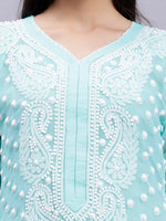 Load image into Gallery viewer, Seva Chikan Hand Embroidered Georgette Lucknowi Chikan Kurta With Slip