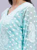 Load image into Gallery viewer, Seva Chikan Hand Embroidered Georgette Lucknowi Chikan Kurta With Slip