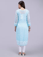 Load image into Gallery viewer, Seva Chikan Hand Embroidered Georgette Lucknowi Chikan Kurta With Slip