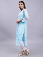 Load image into Gallery viewer, Seva Chikan Hand Embroidered Georgette Lucknowi Chikan Kurta With Slip