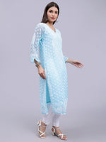 Load image into Gallery viewer, Seva Chikan Hand Embroidered Georgette Lucknowi Chikan Kurta With Slip