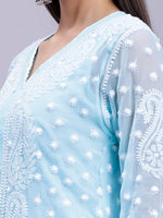 Load image into Gallery viewer, Seva Chikan Hand Embroidered Georgette Lucknowi Chikan Kurta With Slip