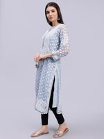 Load image into Gallery viewer, Seva Chikan Hand Embroidered Georgette Lucknowi Chikan Kurta With Slip