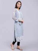 Load image into Gallery viewer, Seva Chikan Hand Embroidered Georgette Lucknowi Chikan Kurta With Slip