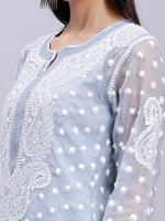 Load image into Gallery viewer, Seva Chikan Hand Embroidered Georgette Lucknowi Chikan Kurta With Slip