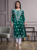 Load image into Gallery viewer, Seva Chikan Hand Embroidered Lucknowi Chikankari Cotton Kurta