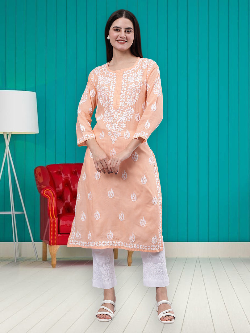 Seva Chikan Hand Embroidered Cotton Lucknowi Chikankari Kurta