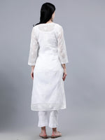 Load image into Gallery viewer, Seva Chikan Hand Embroidered White Kota Lucknowi Chikankari Kurta With Inner