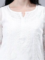 Load image into Gallery viewer, Seva Chikan Hand Embroidered White Kota Lucknowi Chikankari Kurta With Inner