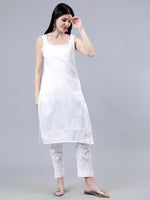 Load image into Gallery viewer, Seva Chikan Hand Embroidered White Kota Lucknowi Chikankari Kurta With Inner