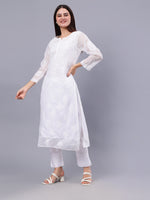 Load image into Gallery viewer, Seva Chikan Hand Embroidered White Kota Lucknowi Chikankari Kurta With Inner-SCL4402