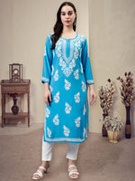 Load image into Gallery viewer, Seva Chikan Hand Embroidered Rayon Lucknowi Chikankari Kurta
