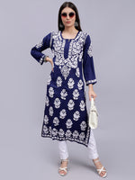 Load image into Gallery viewer, Seva Chikan Hand Embroidered Modal Cotton Lucknowi Chikankari Kurta