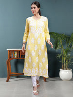 Load image into Gallery viewer, Seva Chikan Hand Embroidered Modal Cotton Lucknowi Chikankari Kurta