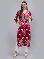 Load image into Gallery viewer, Seva Chikan Hand Embroidered Modal Cotton Lucknowi Chikankari Kurta