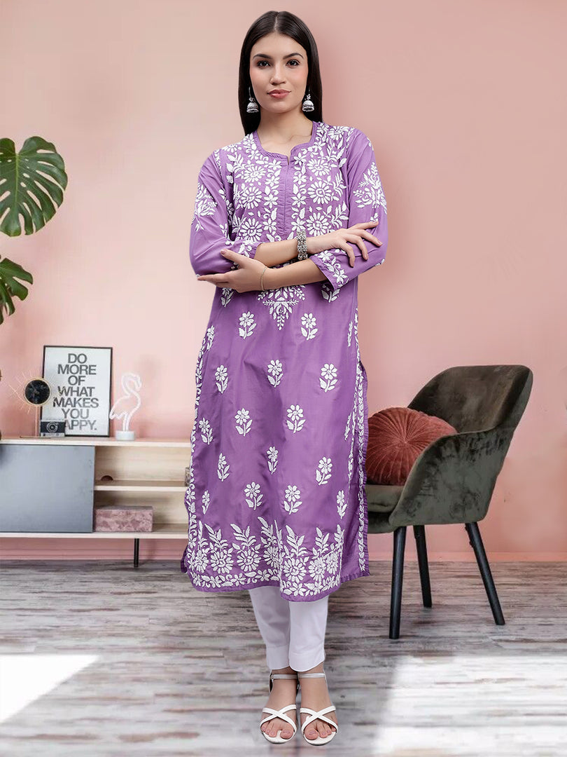 Seva Chikan Hand Embroidered Cotton Blend Lucknowi Chikankari Kurta