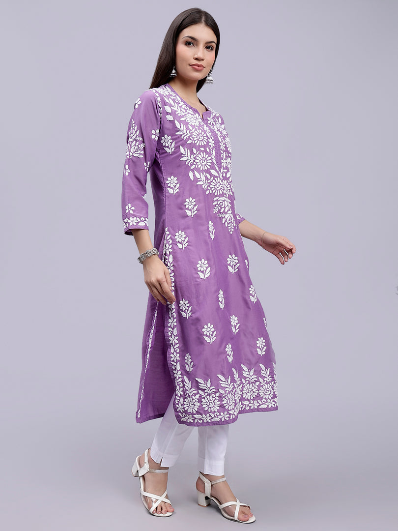 Seva Chikan Hand Embroidered Cotton Blend Lucknowi Chikankari Kurta