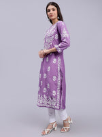 Load image into Gallery viewer, Seva Chikan Hand Embroidered Cotton Blend Lucknowi Chikankari Kurta
