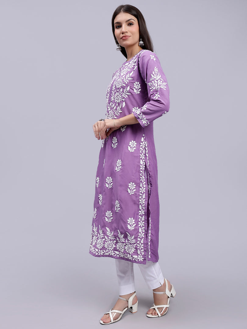 Seva Chikan Hand Embroidered Cotton Blend Lucknowi Chikankari Kurta