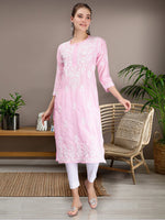 Load image into Gallery viewer, Seva Chikan Hand Embroidered Cotton Blend Lucknowi Chikankari Kurta
