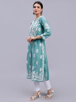 Load image into Gallery viewer, Seva Chikan Hand Embroidered Cotton Blend Lucknowi Chikankari Kurta
