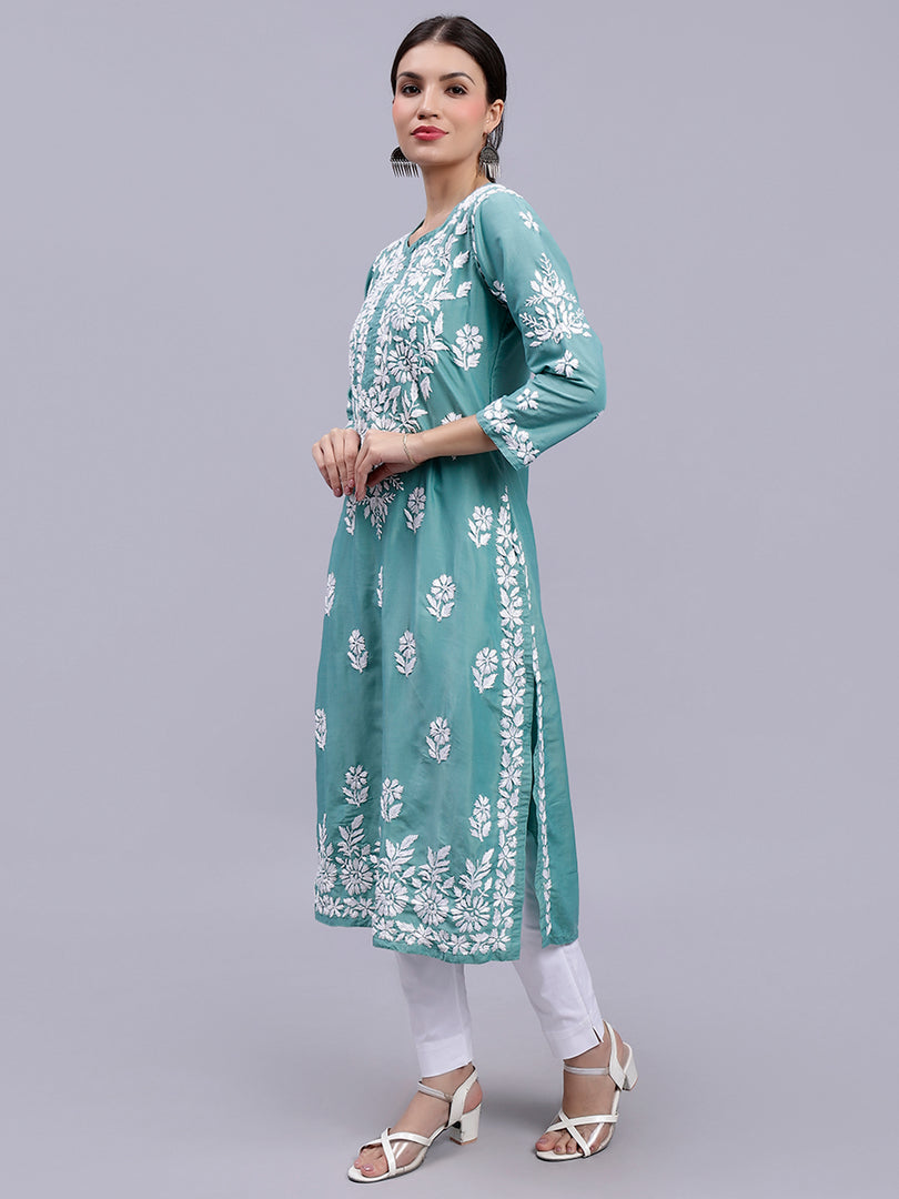 Seva Chikan Hand Embroidered Cotton Blend Lucknowi Chikankari Kurta