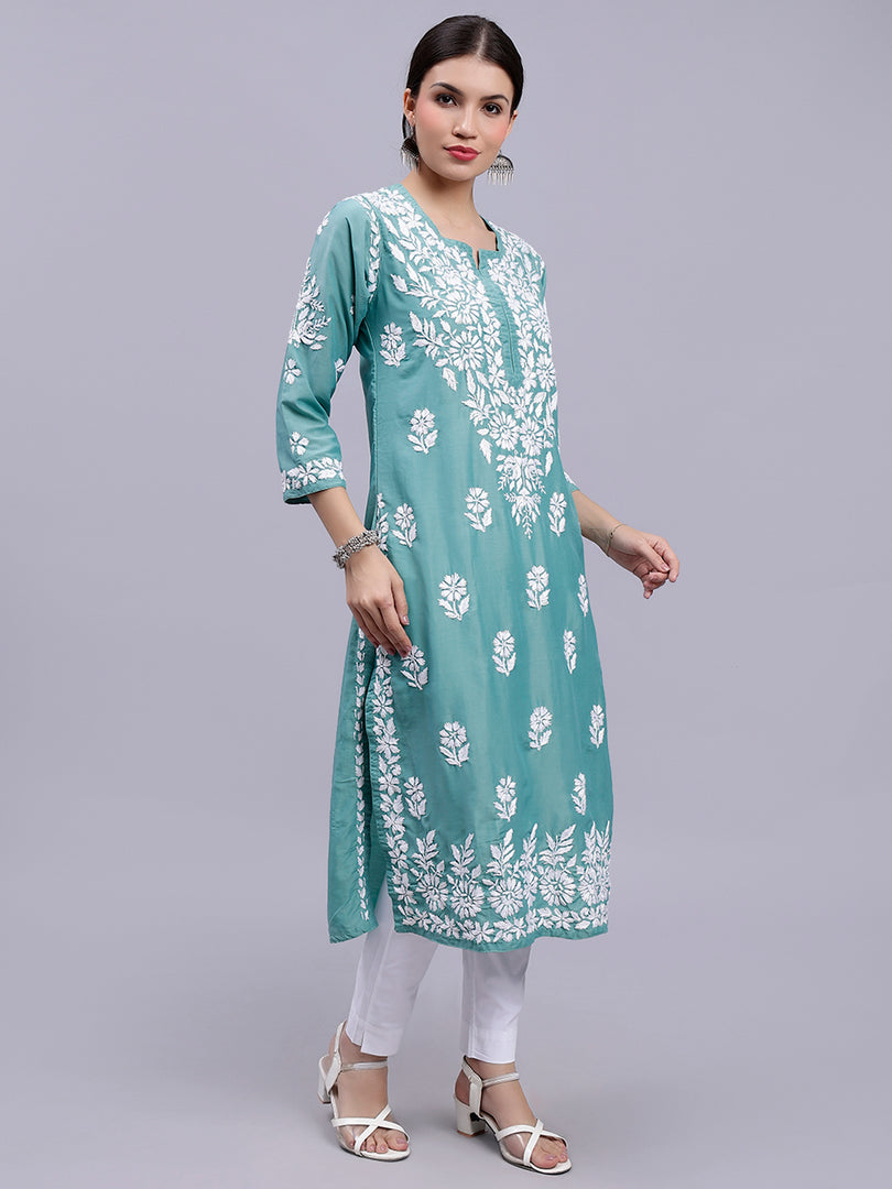 Seva Chikan Hand Embroidered Muslin Lucknowi Chikankari Kurta