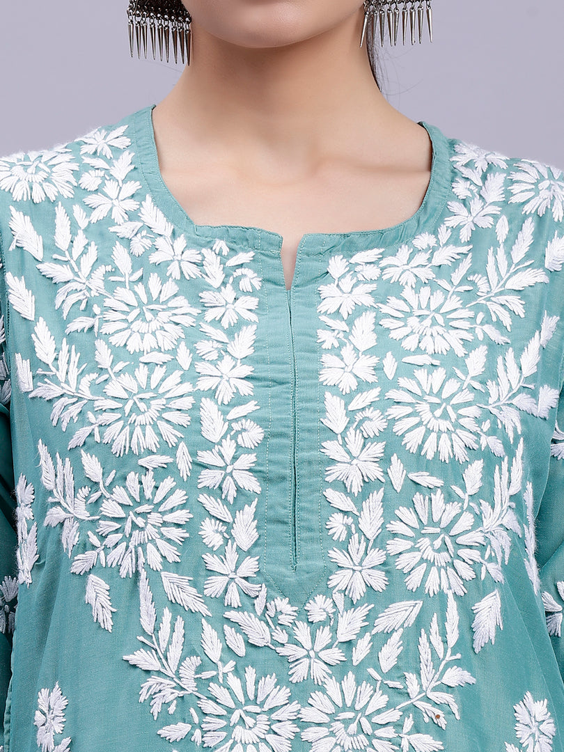 Seva Chikan Hand Embroidered Muslin Lucknowi Chikankari Kurta
