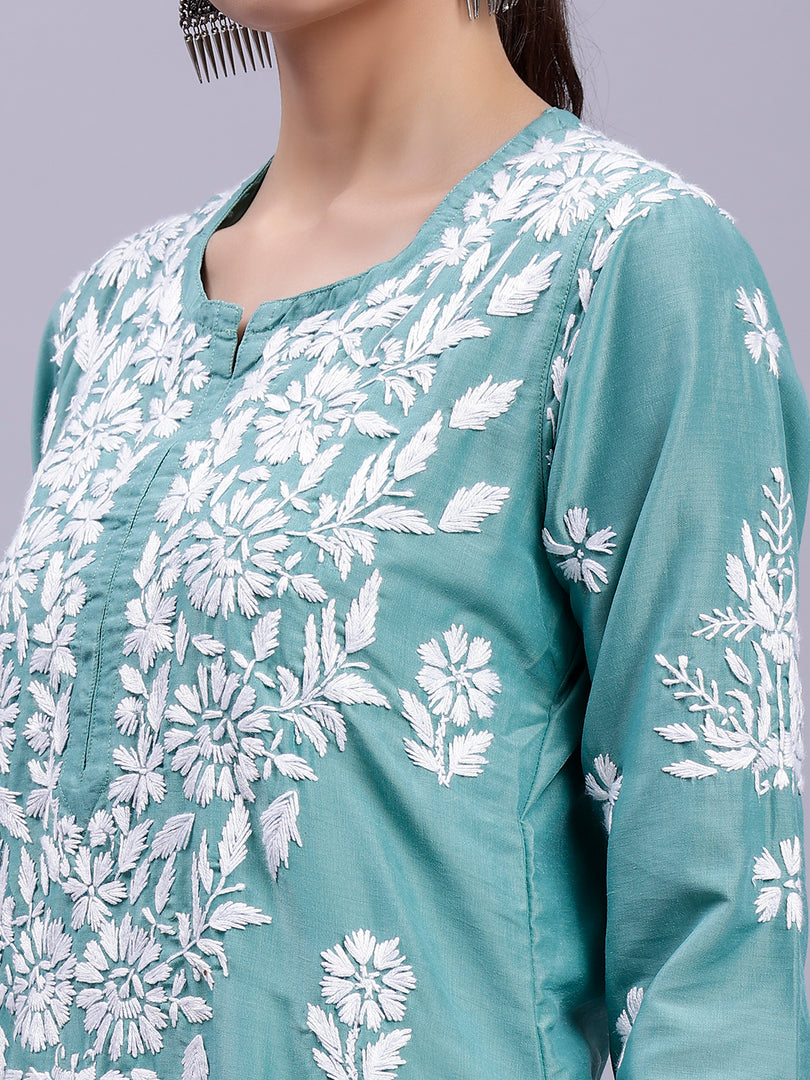 Seva Chikan Hand Embroidered Cotton Blend Lucknowi Chikankari Kurta