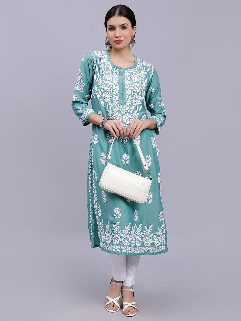 Seva Chikan Hand Embroidered Muslin Lucknowi Chikankari Kurta