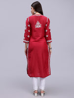 Load image into Gallery viewer, Seva Chikan Hand Embroidered Cotton Blend Lucknowi Chikankari Kurta
