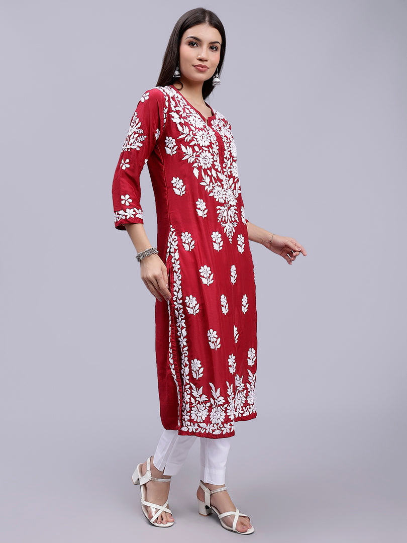 Seva Chikan Hand Embroidered Cotton Blend Lucknowi Chikankari Kurta