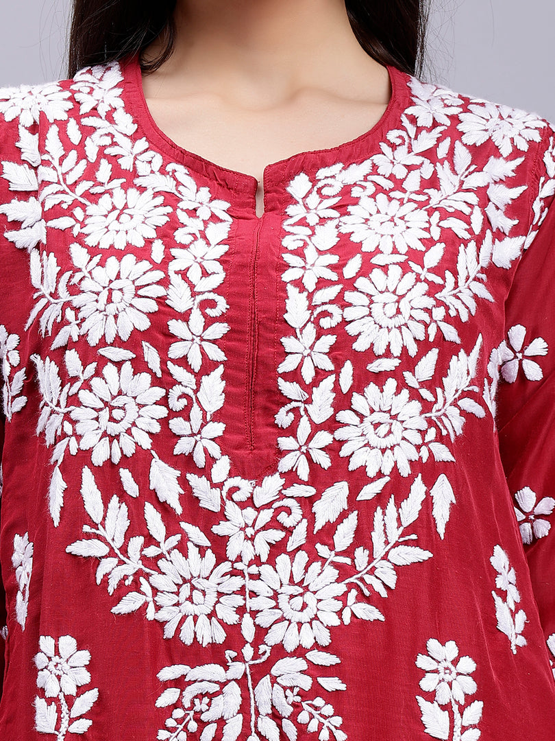 Seva Chikan Hand Embroidered Muslin Lucknowi Chikankari Kurta